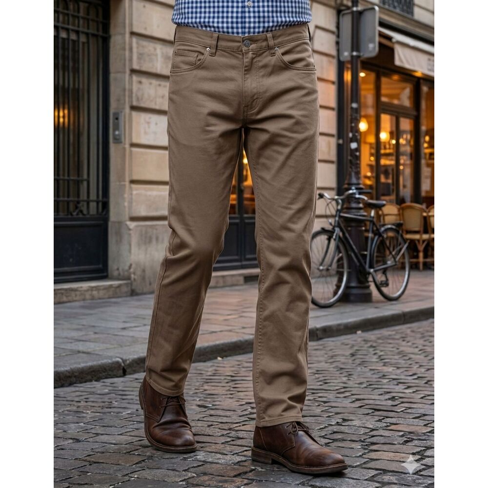 Cremieux Men’s 36x34 Brooklyn Khaki Tan Straight Denim Chino Pants 5-Pocket